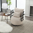 COOLMORE Upholstered Tufted Living Room Chair Textured Linen Fabric Accent Chair with Metal Stand - V.I.P Digital Presence