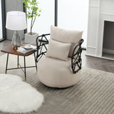 COOLMORE Upholstered Tufted Living Room Chair Textured Linen Fabric Accent Chair with Metal Stand - V.I.P Digital Presence