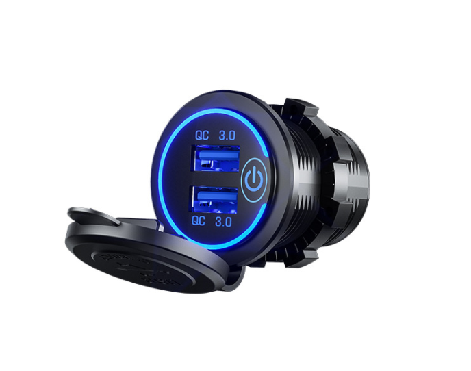 36W QC 3.0 Touch Switch Waterproof Universal Motorcycle Car Truck Boat Dual USB Charger Socket For Phone Tablet Camera GPS DVR - V.I.P Digital Presence