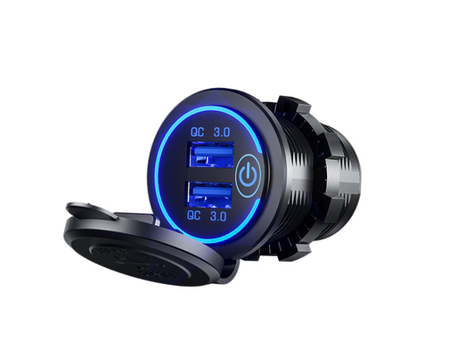 36W QC 3.0 Touch Switch Waterproof Universal Motorcycle Car Truck Boat Dual USB Charger Socket For Phone Tablet Camera GPS DVR - V.I.P Digital Presence