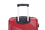 3 Piece Luggage Sets PC+ABS Lightweight Suitcase with Two Hooks Spinner Wheels (20/24/28) Red