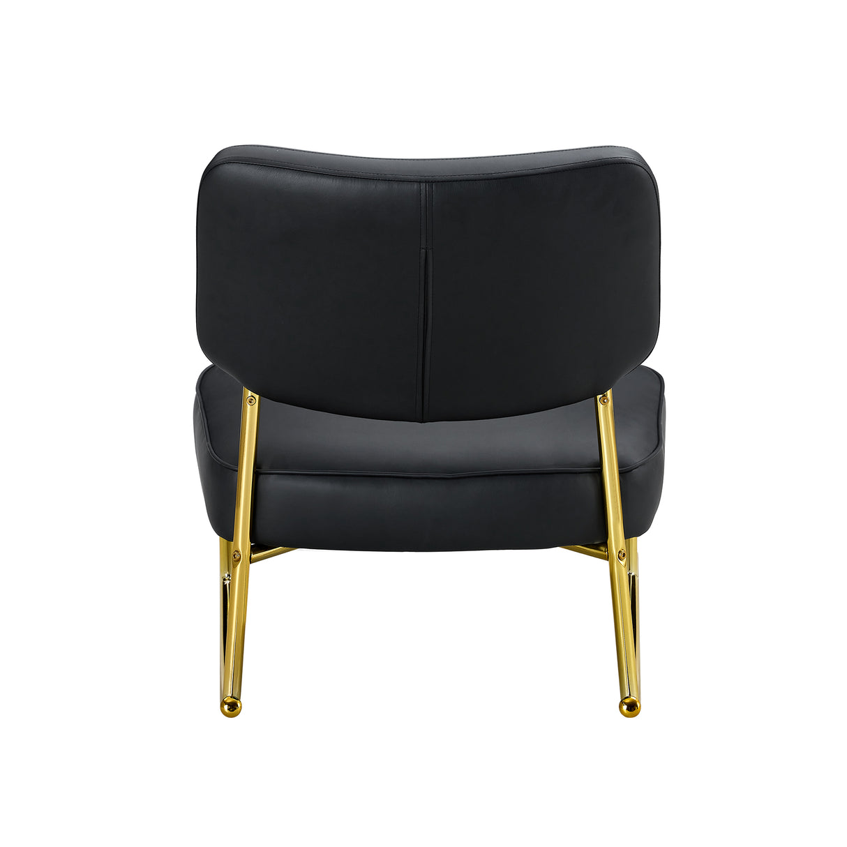 PU material cushioned rocking chair unique rocking chair cushioned seat black backrest rocking chair and gold metal legs
