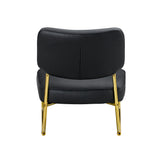 PU material cushioned rocking chair unique rocking chair cushioned seat black backrest rocking chair and gold metal legs