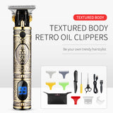 Electric Hair Clipper T9 Multi Accessory LCD Rechargeable Retro Oil Head Engraving Electric Hair Clipper - V.I.P Digital Presence