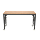 60 inch adjustable garage workbench, rubber wood heavy-duty workstation with power socket and wheels, 2000 pound load capacity - V.I.P Digital Presence