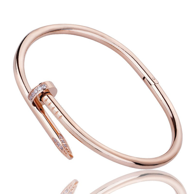 Diamond titanium steel bracelet for women, light luxury, non fading card home nail bracelet - V.I.P Digital Presence