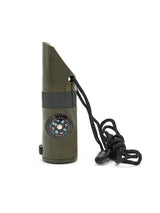 NEW 7 in 1 Survival Whistle Hiking Whistle Compass Mirror Flashlight Magnifier LED Light Thermometer Storage Compass Tool - V.I.P Digital Presence