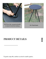 Muebles de exterior para balcón, ligeros, portátiles, de aluminio, altura ajustable, pequeños, redondos, plegables, para picnic y camping.