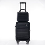 Carry-on Luggage 20 Inch Front Open Luggage Lightweight Suitcase with Front Pocket and USB Port, 1 Portable Carrying Case Black