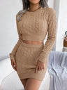 Cable-Knit Cozy Top & Skirt Sweater Set