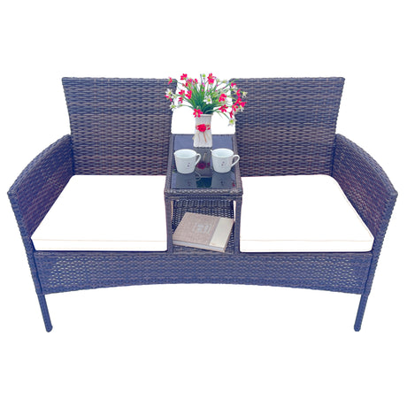 Wicker Patio Conversation Furniture Set Outdoor Furniture Set with Removable Cushions & Table - V.I.P Digital Presence