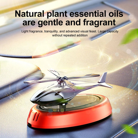 Solar Rotating Helicopter Aromatherapy Car Ornaments Car Air Freshener Alloy + ABS Wooden Aromatherapy Machine - V.I.P Digital Presence