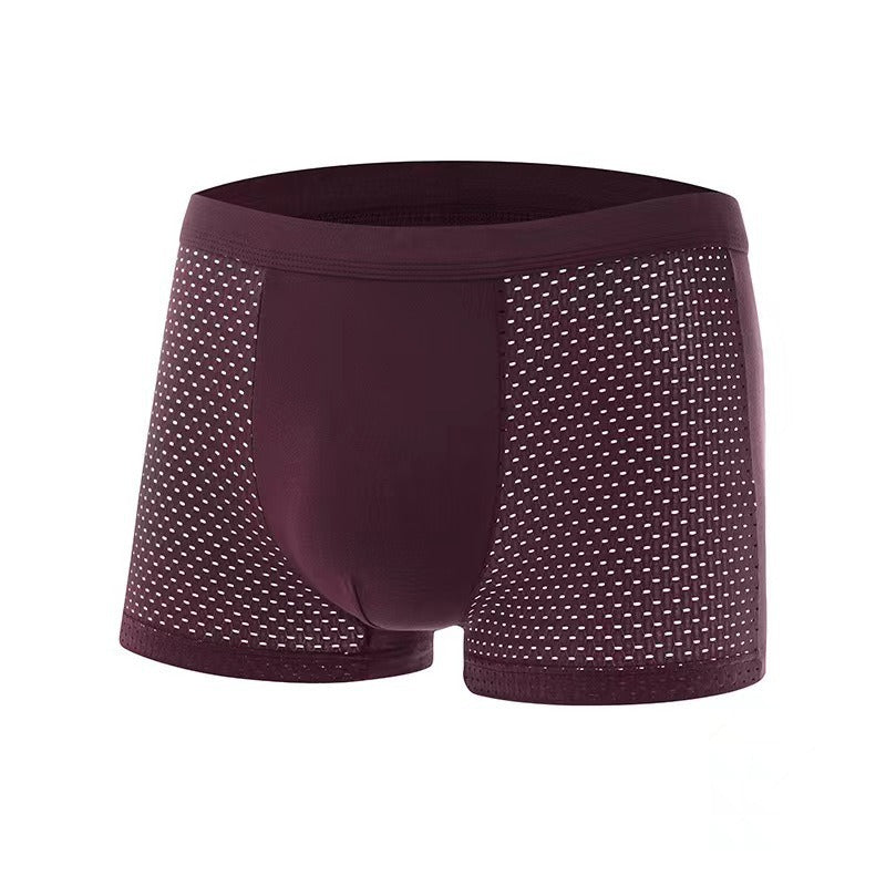 Modal Solid Ice Silk Antibacterial Underwear for Men's Mid Waist Breathable Four Square Corner Underwear - V.I.P Digital Presence