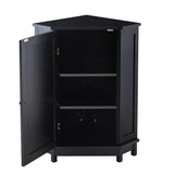 Black Bathroom Cabinet Triangle Corner Storage Cabinet with Adjustable Shelf Modern Style MDF Board - V.I.P Digital Presence