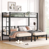 Twin over Twin & Twin Bunk Beds for 3, Twin XL over Twin & Twin Bunk Bed Metal Triple Bunk Bed, Black - V.I.P Digital Presence