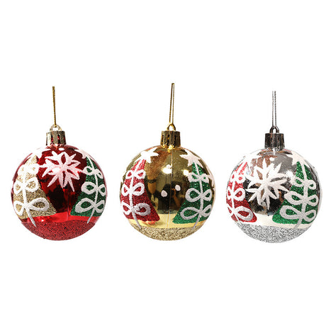 Christmas ball hand drawn pattern Christmas tree pattern decoration plastic electroplated ball decoration - V.I.P Digital Presence