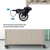 Laundry Hamper With Lid PE Rattan Powder Coating Frame Clothes Hampers with 02 Removable Bags, Wheels, 160L, Grey Color - V.I.P Digital Presence