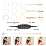 Anillo de luz LED Rovtop de 10 pulgadas y 26 cm con soporte para selfies, trípode y soporte para teléfono de iPhone para fotografía de video.
