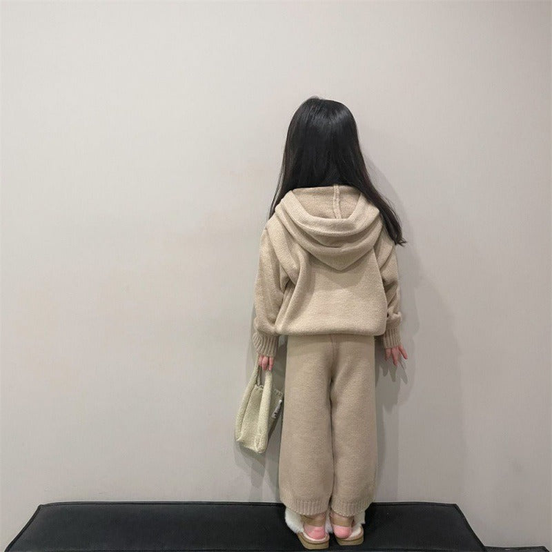 Small And Medium-Sized Children's Korean Children's Sweater Suit Winter Boys And Girls' Thick Hooded Knitting Two-Piece Set - V.I.P Digital Presence