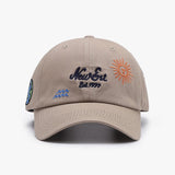 Gorra de béisbol con visera curva para exteriores, versátil, sencilla, con bordado de letras, con borde cruzado y protector solar, color negro para mujer