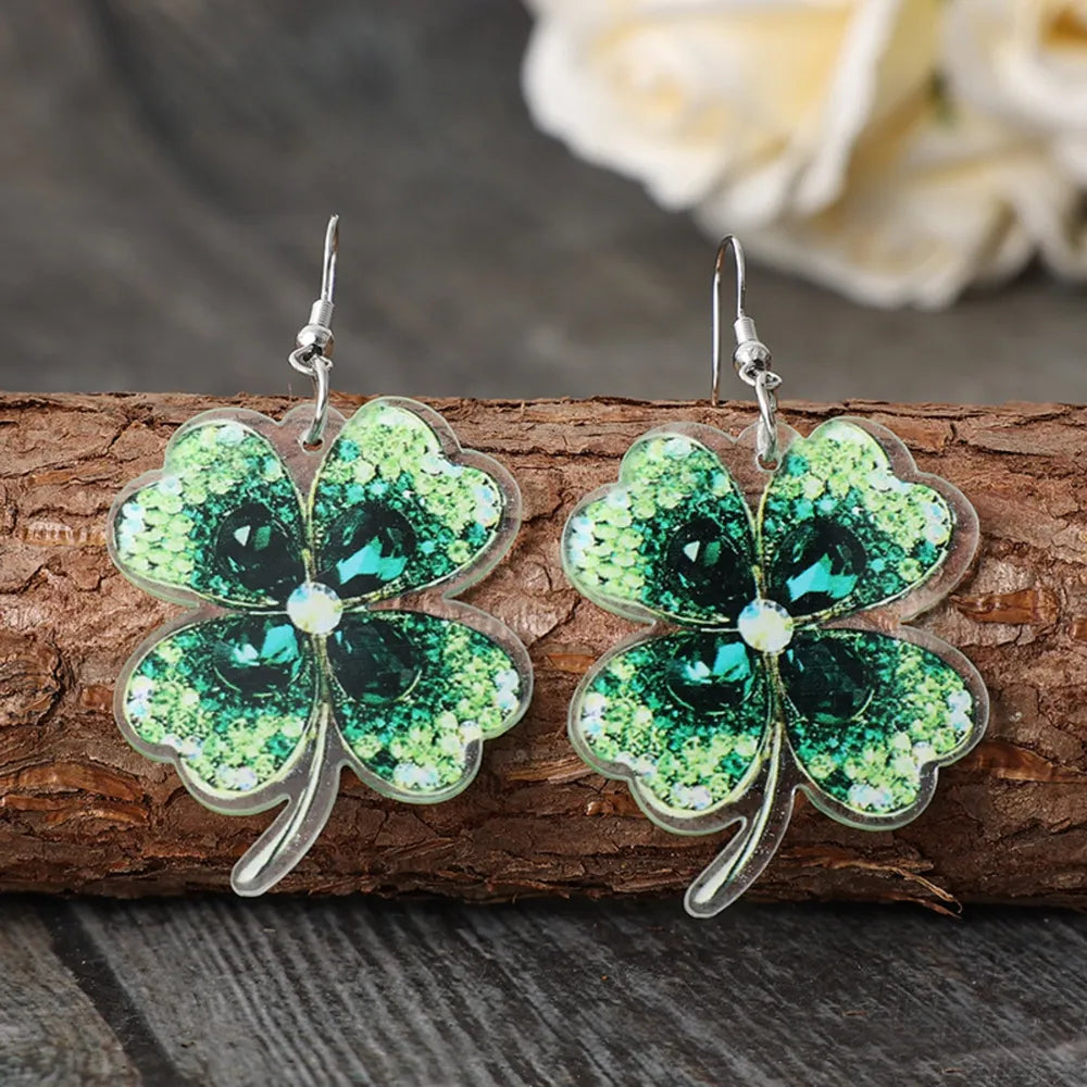 Lucky Clover Acrylic Dangle Earrings - V.I.P Digital Presence