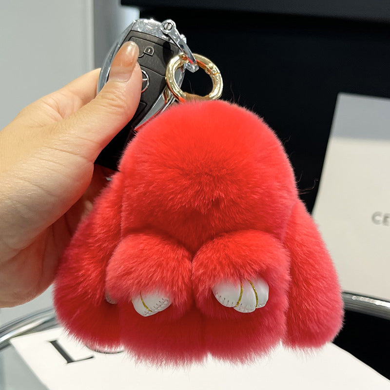Cute Rex Rabbit Fur Doll Bunny Car Keychain Pendant Mini Bag Plush Dead Ornament Rabbit - V.I.P Digital Presence