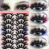 10 Pairs Of Color Mink Hair Fried Multilayer Thick Cross False Eyelashes 8D FLUFFY - V.I.P Digital Presence
