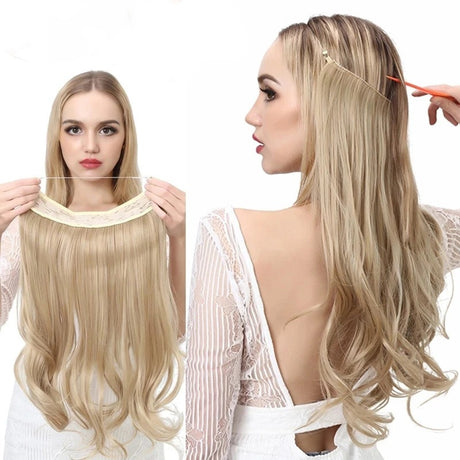 European And American Wig Piece Female Fishline Hair Extension Piece Chemical Fiber Matte High Temperature Silk Long Curly Human Hair - V.I.P Digital Presence