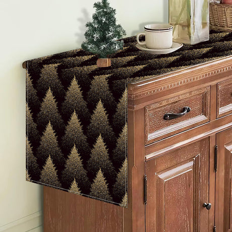 Golden Christmas Tree Printed Table Flag Winter Festival Home Living Room Dining Table Decoration Tablecloth Mat Tea Flag - V.I.P Digital Presence