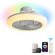 18" Smart LED Bladeless Ceiling Fans Remote with Alexa/Google, Modern Flush Mount RGB Ceiling Fan for Bedroom - V.I.P Digital Presence