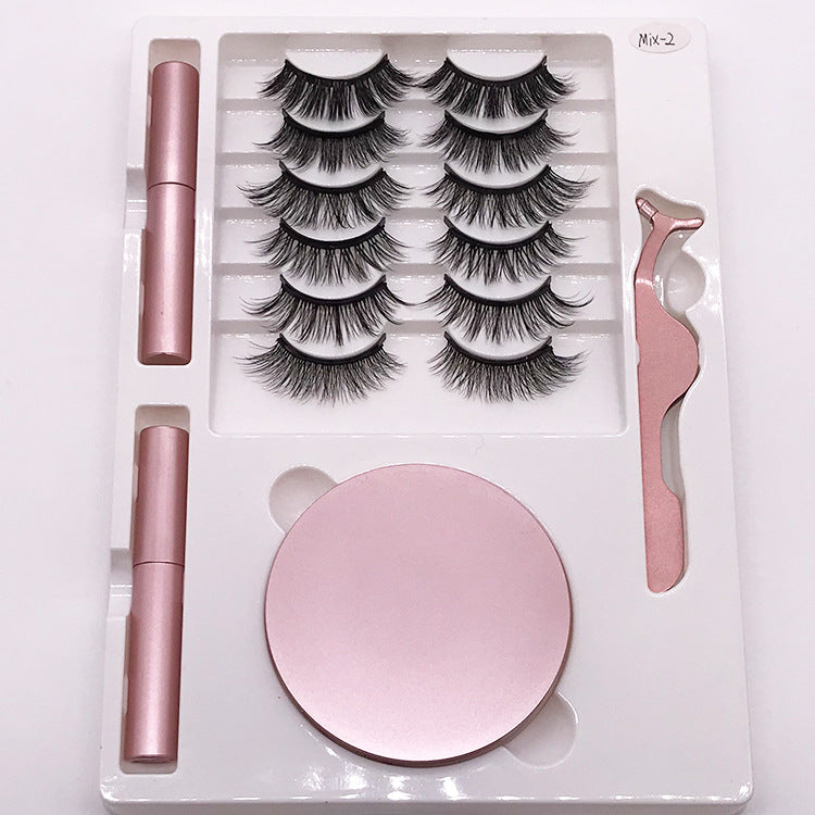 Eight Pairs Of Magnet False Eyelashes With Round Box Mirror Magnetic Iron-Absorbing Stone Eyelashes Magnetic Eyeliner Liquid Eyelashes - V.I.P Digital Presence