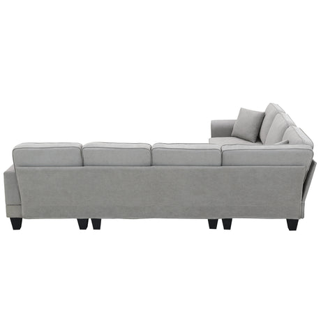 [VIDEO provided] [New] 108*85.5" Modern U Shape Sectional Sofa 7 Seat Fabric Sectional Sofa Set - V.I.P Digital Presence