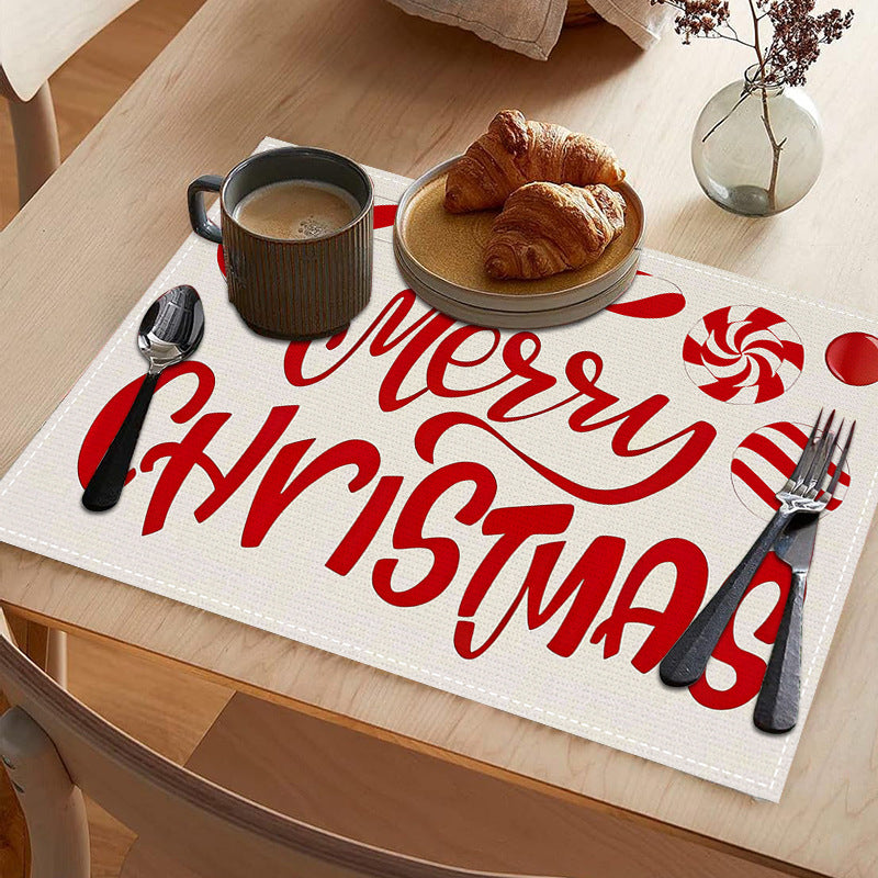 Christmas meal mat linen candy letter printed table mat living room dining table decoration insulation mat - V.I.P Digital Presence