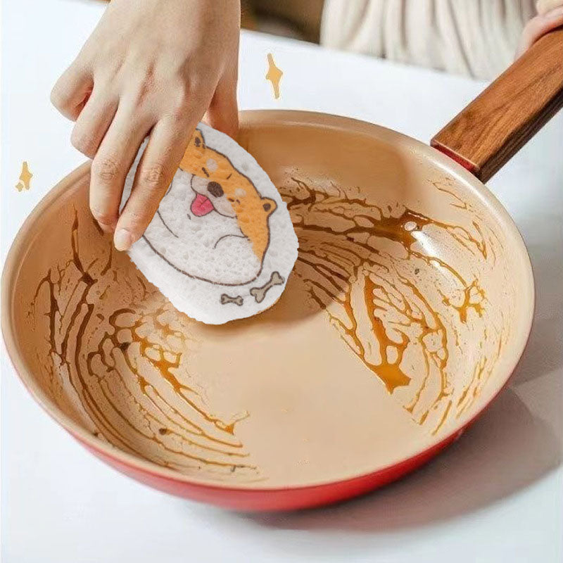 2CM Cartoon Wood Pulp Cotton Dish Washing Wipe Non-Oil Kitchen Dish Washing Sponge Scrub Dish Rag Towel - V.I.P Digital Presence