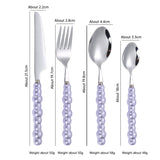 304 stainless steel knife and fork spoon creative pearl ceramic handle tableware western steak knife and fork dessert spoon - V.I.P Digital Presence