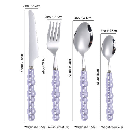 304 stainless steel knife and fork spoon creative pearl ceramic handle tableware western steak knife and fork dessert spoon - V.I.P Digital Presence