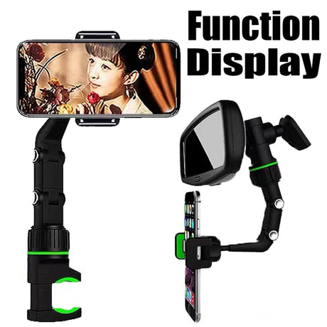 Car Phone Holder Multifunctional 360 Degree Rotatable Auto Rearview Mirror Seat Hanging Clip Bracket Cell Phone Holder for Car - V.I.P Digital Presence