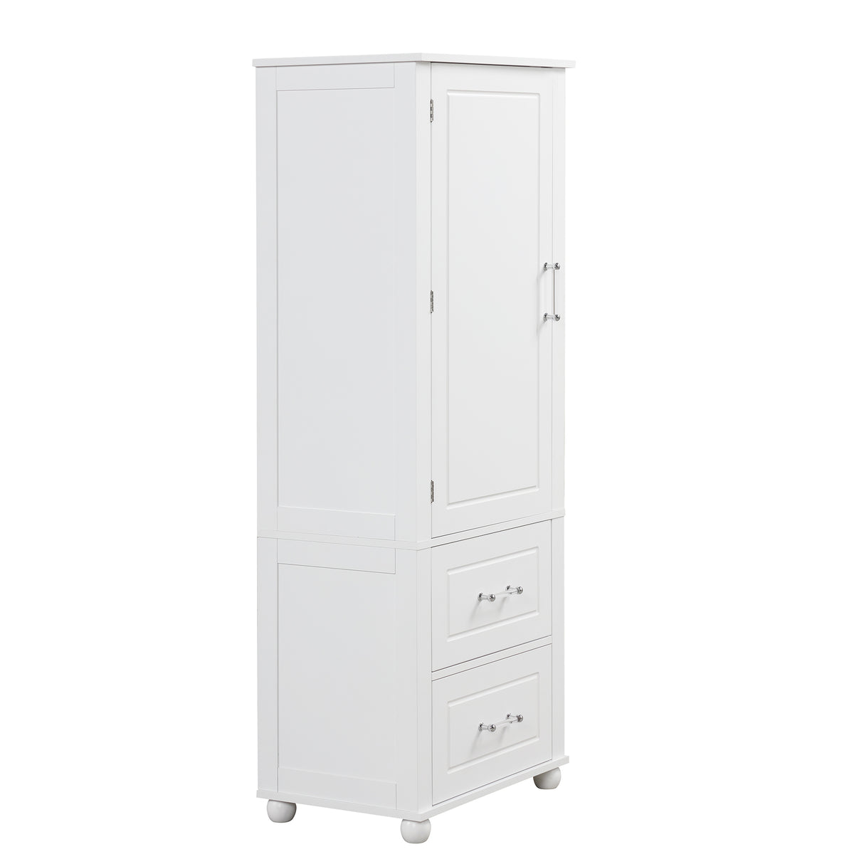 Tall bathroom storage cabinet with two drawers and adjustable shelves for independent storage - V.I.P Digital Presence