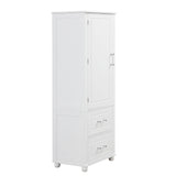 Tall bathroom storage cabinet with two drawers and adjustable shelves for independent storage - V.I.P Digital Presence