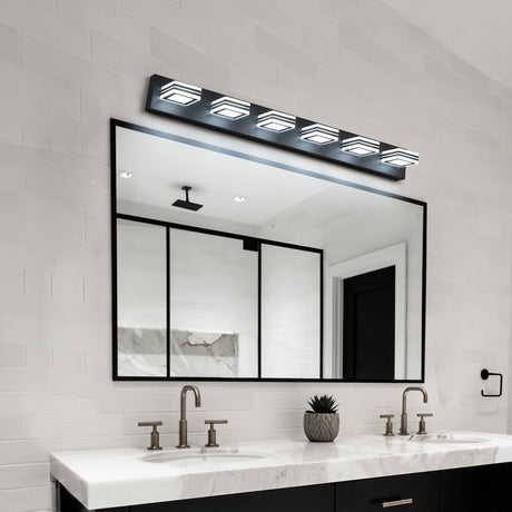 LED Modern Black Vanity Lights, 6-Lights Acrylic Matte Black Bathroom Vanity Lights Over Mirror - V.I.P Digital Presence
