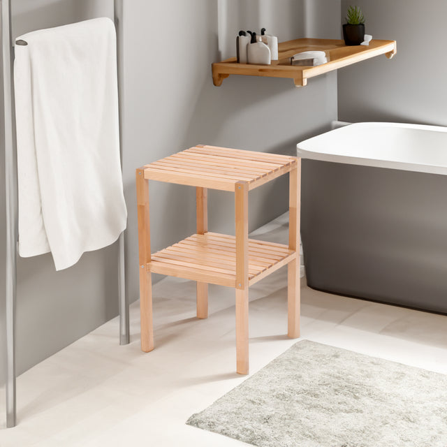 2-Tier Birch Bathroom Shelf, Narrow Shelving Unit, Multifunctional Storage Rack, Corner Rack, for Kitchen Natural - V.I.P Digital Presence