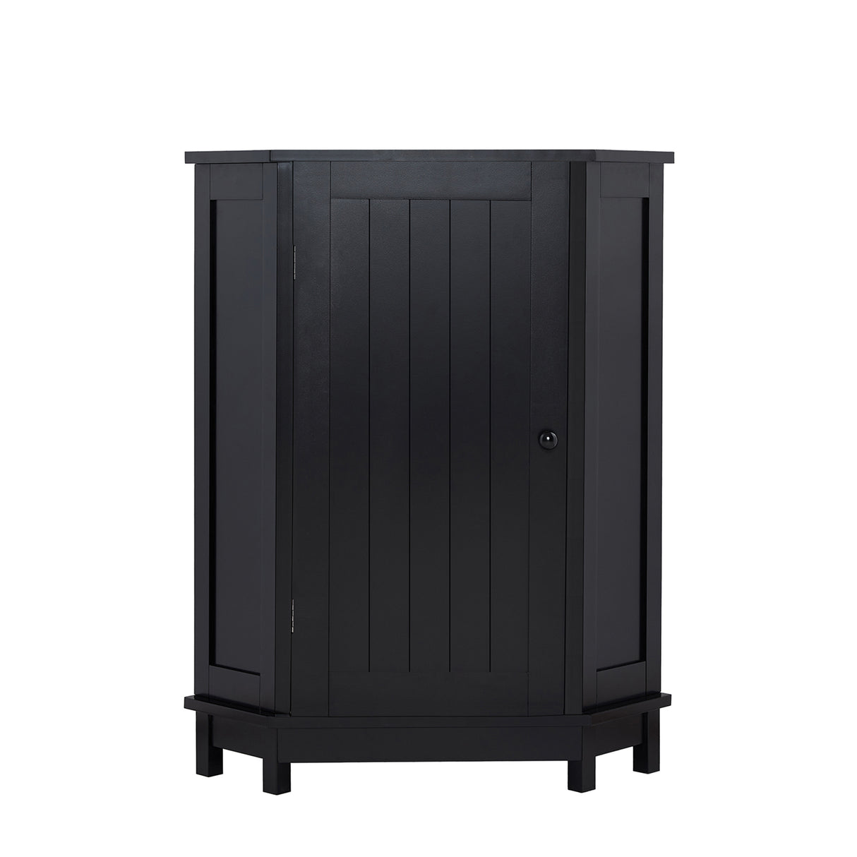 Black Bathroom Cabinet Triangle Corner Storage Cabinet with Adjustable Shelf Modern Style MDF Board - V.I.P Digital Presence