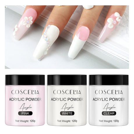 COSCELIA New 120g White Powder Transparent Crystal Powder 150ML Crystal Liquid Nail Shop Nail Tool Set - V.I.P Digital Presence
