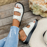 Thick bottomed flat and casual one line drag Velcro beach cooldown - V.I.P Digital Presence