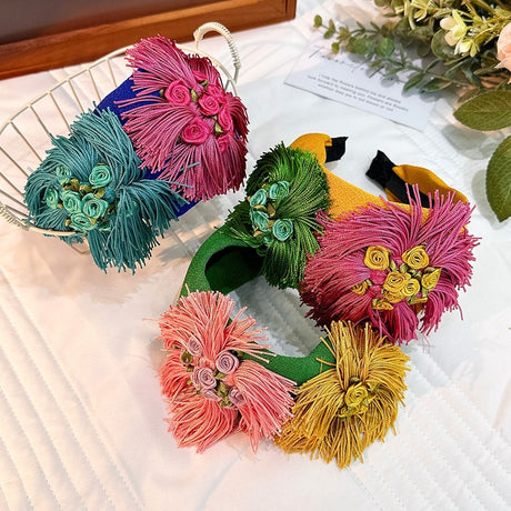 Handmade fabric flower wide exaggerated headband headwear - V.I.P Digital Presence