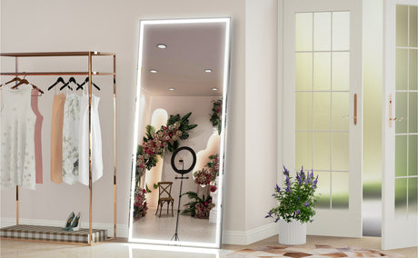 72X32 inch large LED bathroom mirror wall mounted mirror with 3 color modes, aluminum frame wall mounted light, full body mirror - V.I.P Digital Presence