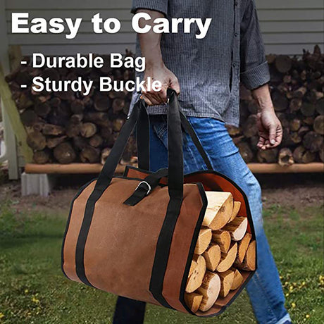Outdoor Firewood Storage Bag Firewood Transport Bag Canvas Tote Bag Wood Carrier - V.I.P Digital Presence