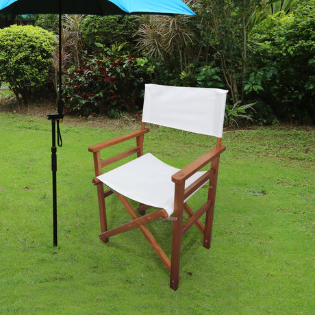 Folding Chair Wooden Director Chair Canvas Folding Chair Folding Chair 2pcs/set populus + Canvas (Color : White) - V.I.P Digital Presence