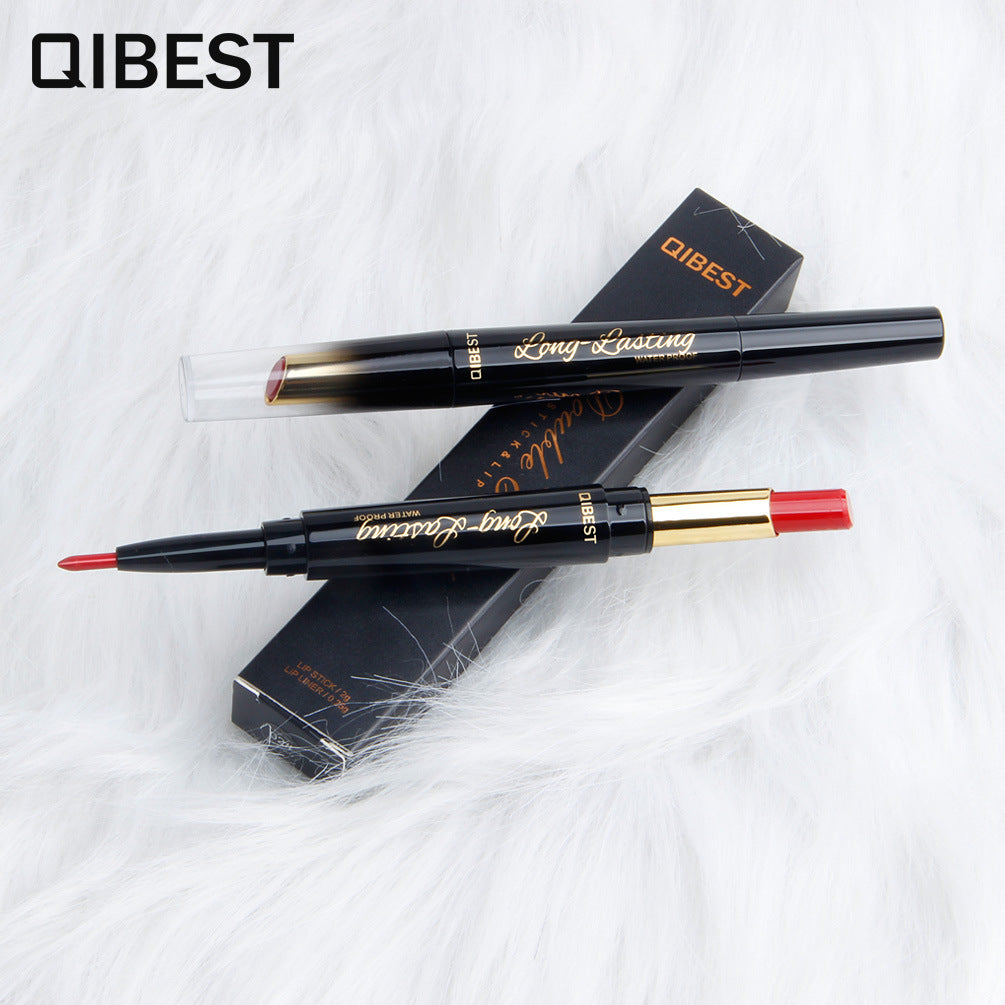 QIBEST Double-Ended Lipstick Pen Moisturizing Matte Matte Lipstick + Lip Liner Rotating Lip Liner - V.I.P Digital Presence
