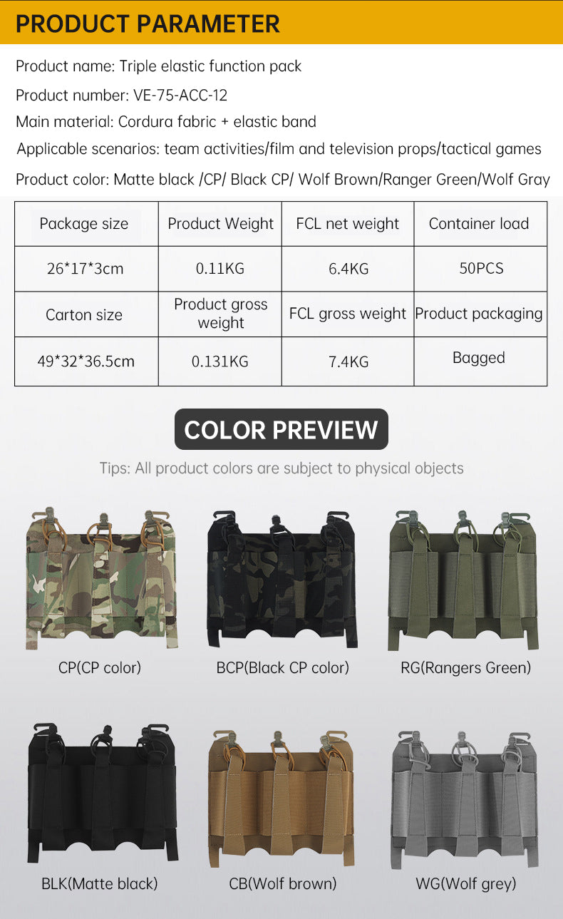 Outdoor 5.56 Triple Magazine Pouches Tactical Pouch Molle Mag Pouch for Hunting Vest - V.I.P Digital Presence